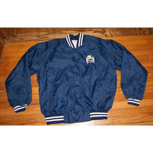 NOS Vintage 90s Kroger Navy Blue XL Bomber Jacket Snap USA Made Workwear